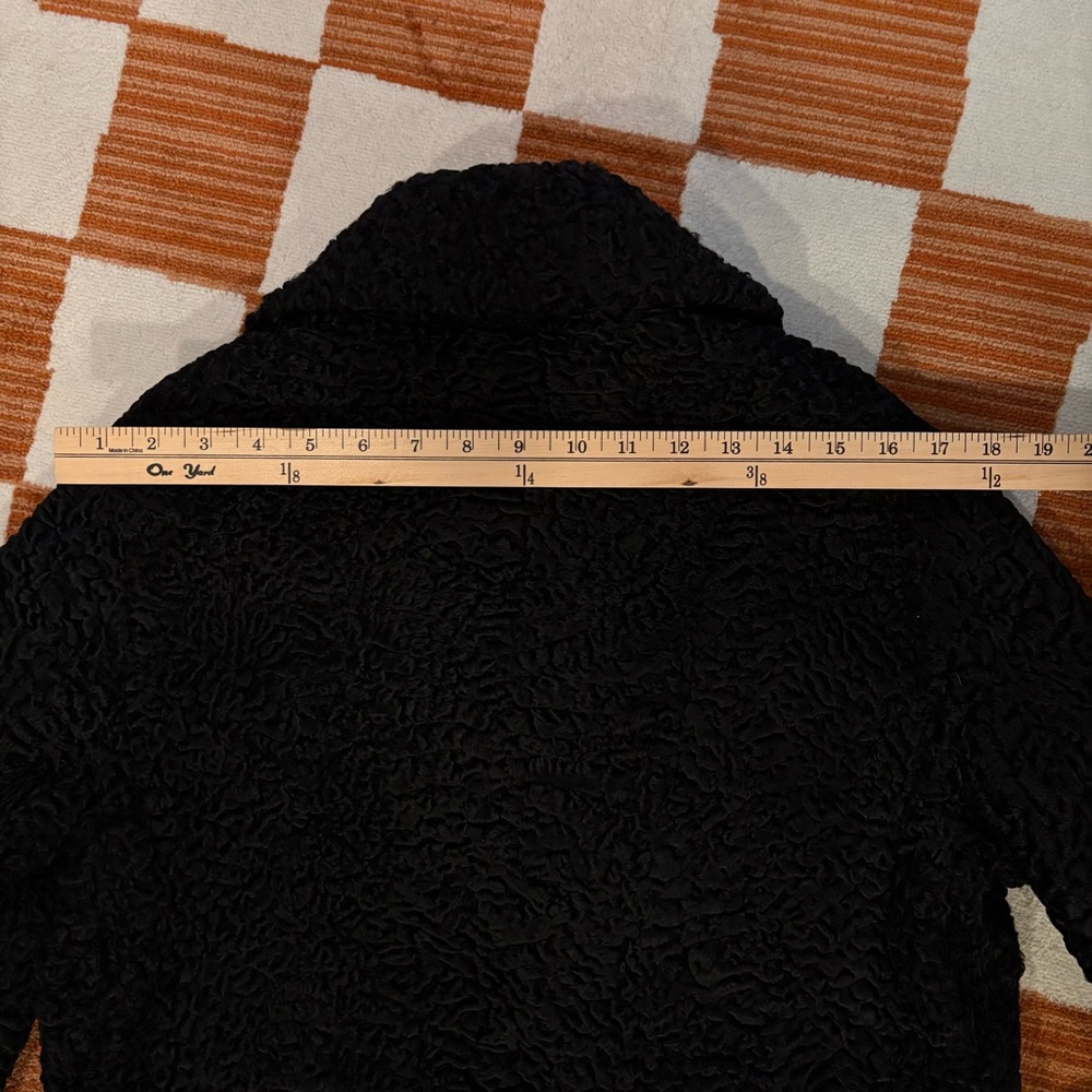 Vintage Black Curly Lamb Fur Swing Coat - Picture 10 of 16